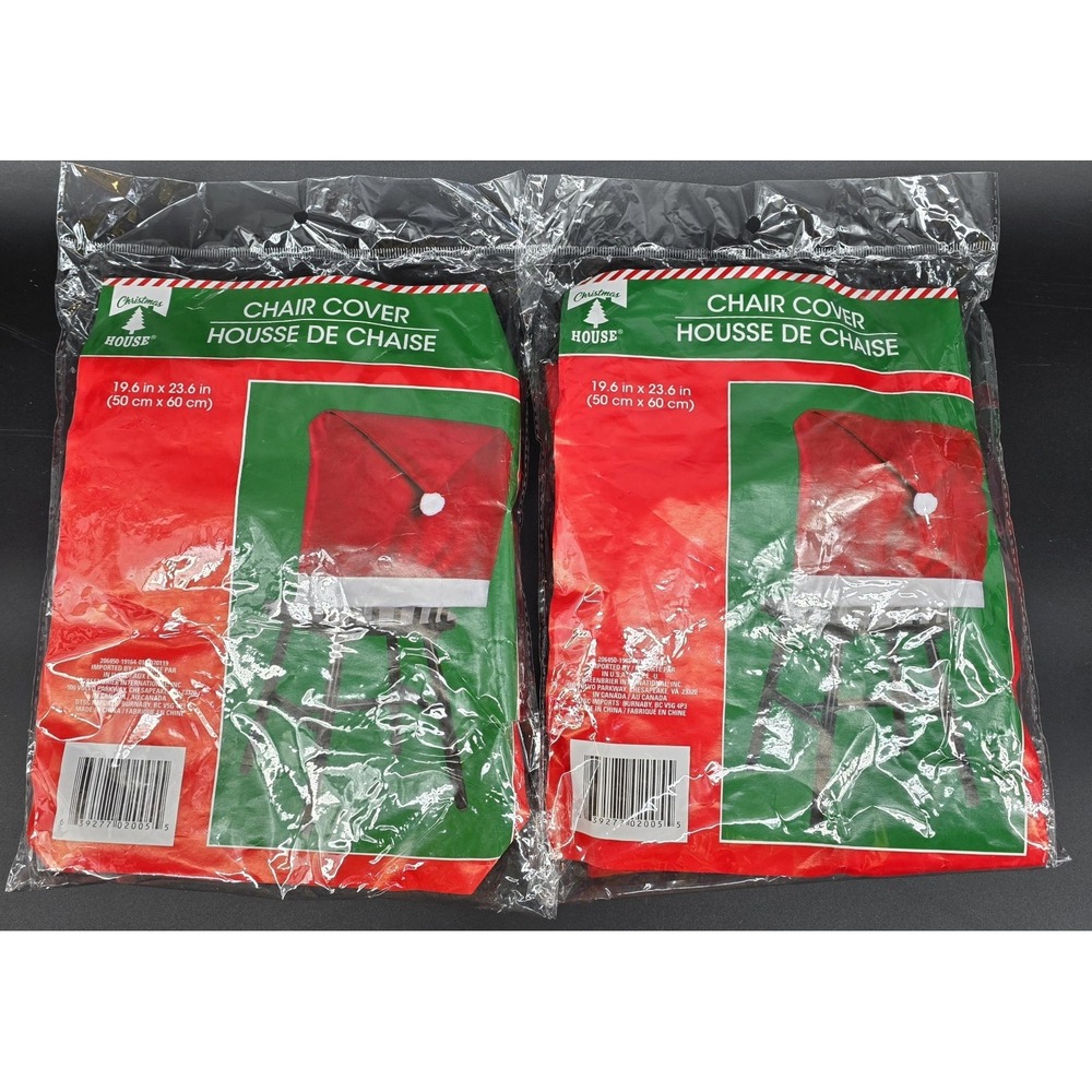Christmas House Red Santa Hat Chair Covers‎ Set Of 2 Dress Up Your Chairs